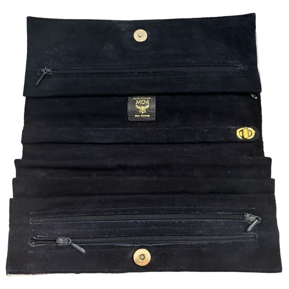 MCM White/Black Visetos Leather Travel Jewelry Pouch - Picture 3 of 4